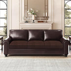 Leather Look Couch Cushion Covers Sofa Seat Slipcovers Sets Couches Furniture Protector for Sectional Armchair Loveseat Pets Kids Stretch Spandex Fabric (3 Cushion Sofa, Chocolate)