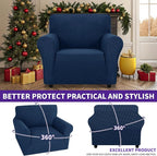 ZNSAYOTX Super Stretch Chair Slipcover Universal Sofa Chair Covers for Living Room Dogs Pet Furniture Protector Spandex Armchair Slipcovers with Anti Slip Foam Sticks (Navy Blue, Chair)
