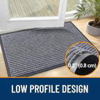 OLANLY Front Door Mat Indoor Outdoor Entrance, 2-Pack 35 x 23 Inch, Waterproof Heavy Duty Doormat, Fade Resistant, Low Profile, Easy Clean Patio Porch Welcome Floor Mats for Entry, Light Gray