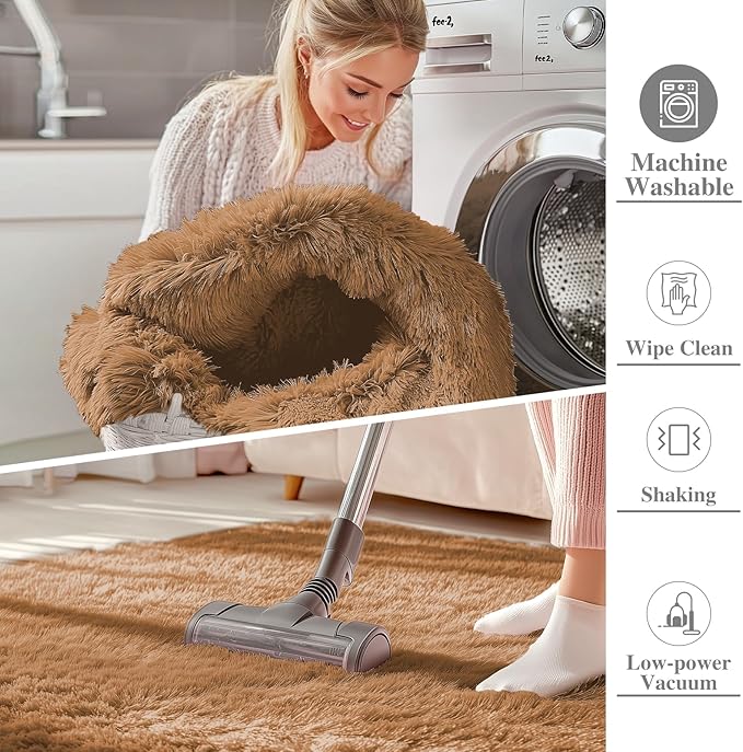 OLANLY 6x9 Machine Washable Large Area Rugs for Living Room, Bedroom, Soft Fluffy Shaggy Bedside Rug, Indoor Floor Carpet for Kids Girls and Boys, Dorms, Nursery, Home Decor Aesthetic, Khaki