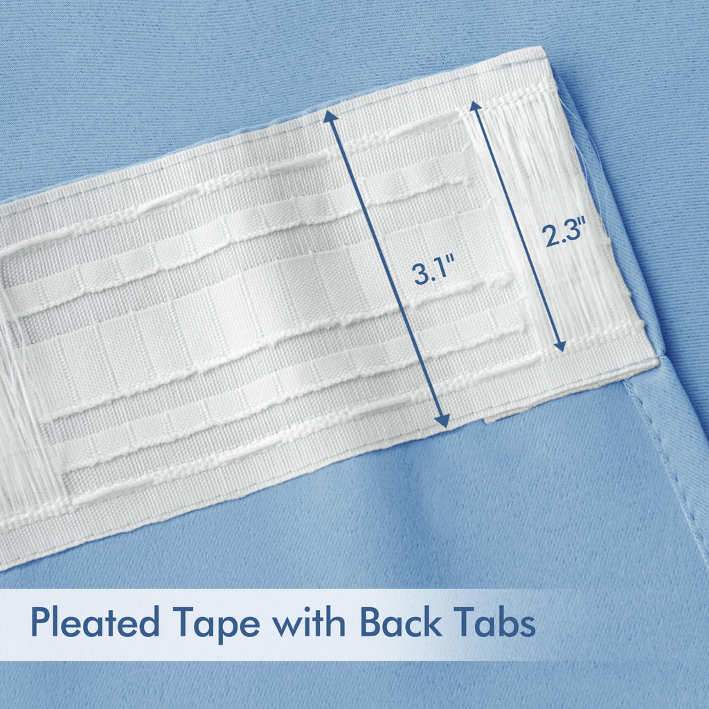 MIULEE Sky Blue Back Tab Blackout Curtains 52x72 Inches Long 2 Panels Set
