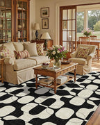 Latte&Fog 8x10 Area Rugs for Living Room, Large Vintage Washable Rug, Boho Non Slip Low Pile Carpet for Indoor Bedroom, Dining Room, Office, Dorm, Classroom, Farmhouse and Kids Room - Black Beige
