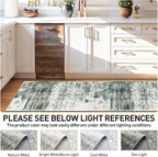 2'6''x8' Runner Rugs Washable Rug: Modern Abstract Hallway Runner Rug Indoor Soft Low Pile Thin Carpet Anti-Skid Non-Shedding Carpets for Kitchen, Entryway, Laundry, Bedroom - Green Multi