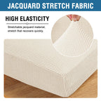 H.VERSAILTEX Super Stretch Individual Seat Cushion Cover Sofa Covers Couch Cushion Covers Slipcover Sets Thick Jacquard Textured Twill Fabric (3 Piece Sofa Cushion Covers, Natural)