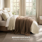 EVERGRACEHOME Chunky Chenille Knit Throw Blanket for Couch, Soft Luxurious Oversized King Moss Stitch Blanket for Bed, Large Cozy Farmhouse Knitted Throw for Sofa, Camel Brown, 92" x 108"