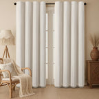 XOGUIBO 80% Boho Blackout Curtains 84 Inch Linen Blend Drapes 2 Panels