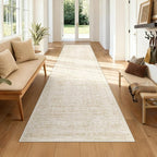 2x8 Washable Runner Rug: Moroccan Geometric Boho Rug Farmhouse Non Slip Stain Resistant Rugs Low Pile Soft Carpet for Porch Kitchen Laundry Room Living Room Bedroom (Beige,2'x8')