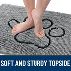 OLANLY Dog Door Mat for Muddy Paws 34x21, Paw Print Design Chenille Mud Mat