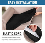 H.VERSAILTEX Super Stretch Individual Seat Cushion Covers Sofa Covers Couch Cushion Covers Slipcover Sets Thick Jacquard Textured Twill Fabric (2 Piece Large Sofa Cushion Covers, Black)