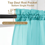 Chyhomenyc Sheer Turquoise Curtains 90 inches Long 2 Panels, Light Filtering Soft Airy Solid Elegant Voile Window Treatment Drapes for Bedroom Living Room Wedding Party Decor, 42 Wx90 L Inches