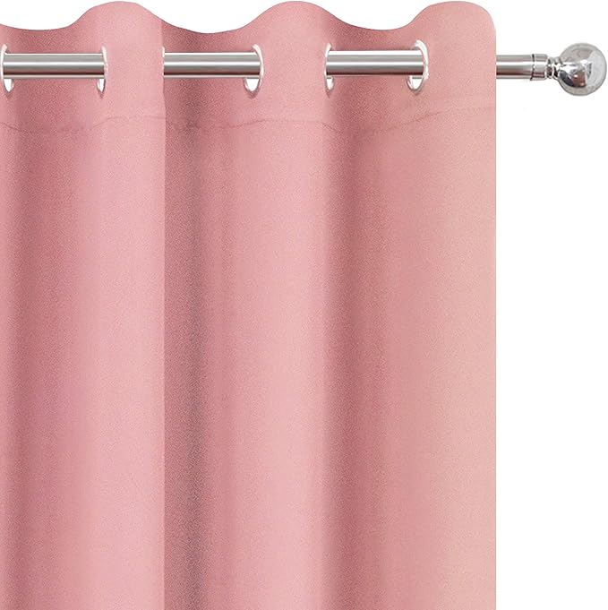 LEMOMO Pink Thermal Blackout Curtains/52 x 95 Inch/Set of 2 Panels Room Darkening Curtains for Bedroom