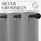 NICETOWN Silver Grey Thermal Insulated Grommet Blackout Curtains, Kids Window Drape Panel for Nursery, Privacy Short Curtains (2 Panels, W42 x L63 -Inch)