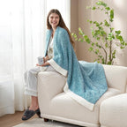 Snuggle Sac Super Soft & Reversible Heather Teal Blue Throw - Oversized Cozy Knit Blanket for Bed, Sofa, Living Room, Twin Size (60x80 Inches)