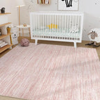 Nakagishi 9x12 Area Rugs Living Room: Washable Large Vintage Rug Neutral Non-Slip Soft Stain Resistant Indoor Carpet for Bedroom Nursery Dining Room Office Playroom - Pink-01