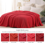 Whale Flotilla King Size Fuzzy Fleece Blanket for Bed, 90x104 Inch Fluffy Warm Soft Jacquard Blankets for All Season, Lightweight and Cozy, Red