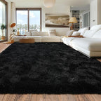 Rugs for Living Room 6x9, Soft Shaggy Modern Shag Black Area Rug for Bedroom, Upgrade Non-Slip Plush Fluffy Carpet for Kids Boys Girls Room Dorm Home Decor Aesthetic