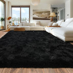 Quntue 8x10 Area Rugs for Living Room, Ultra Soft Large Shag Black Bedroom Rug Upgrade Non-Slip Plush Modern Fluffy Carpet for Kids Boys Girls Room Home Decor Aesthetic