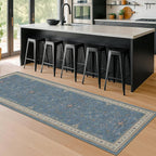Hazo Haus Boho 2x6 Non Slip Kitchen Rug Runner - Light Blue Washable Rug for Bathroom, Laundry Room, Hallway, Non Slip with Rubber Backing, Floral Eclectic Unique Runner Décor