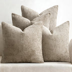 MIULEE Soft Decorative Chenille Pillow Covers Khaki 18x18 Pack of 4