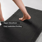 RESARE Waffle Bath Mat for Bathroom, Super Absorbent Bathroom Rugs Non Slip Machine Washable, Ultra Soft Quick Dry Boho Bath Rugs with Tassels for Floor, Upgraded Bordered Design, 17"x24" Black