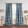 Threadmade Grainger Buffalo Check Blackout Window Curtain, Indigo - 52" W x 84" L