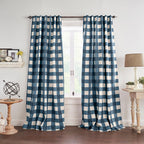 Threadmade Grainger Buffalo Check Blackout Window Curtain, Indigo - 52" W x 84" L
