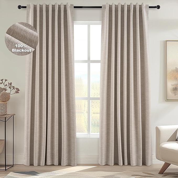 Topfinel Long Curtains for Living Room Custom 105 Inch, Sun Blocking Elegant Internet Famous Curtains Burg for Bedroom Aesthetic Thermal Blackout Drapes Fabric Thick 2panels Back Tab Hooks Pleated