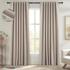 Topfinel Extra Long Custom 102 Inch Curtains, 100% Blackout Curtains Drapery for Bedroom, Winter Acoustic Noise Cancelling Pleated Heading Tape Hook Back Tab Burap Taupe Boho Drapes 2 Panel Set