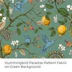 Topfinel 48 Inches Long Short Sage Green Blackout Curtains for Cafe Kitchen, Grommet Room Darkening Luxury Floral Lemon Hummingbird Patterned Waverly Colorful Drapes for Living Room Bedroom