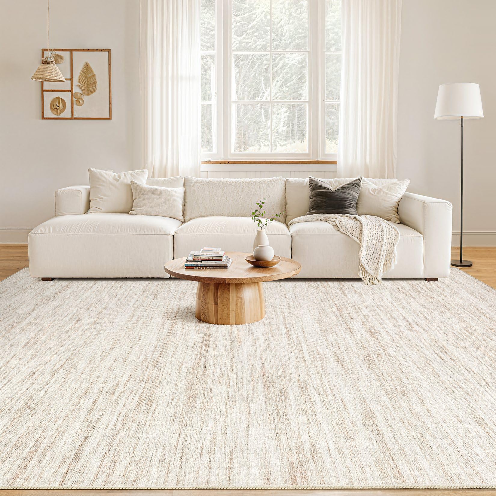 Nakagishi Boho 5x7 Area Rug Living Room Rugs Machine Washable Beige