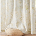 jinchan Floral Curtains 84 Inches Long Mustard Yellow Flower Linen Farmhouse Curtain for Living Room French Country Vintage Curtain Rod Pocket Curtains Set 2 Panels Floral Printed