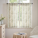jinchan Linen Blend Floral Curtains for Living Room 54 Inch Length Farmhouse Printed Curtain Rod Pocket Back Tab Sage Green Peony Flower Patterned Drapes Bedroom Curtains Set 2 Panels