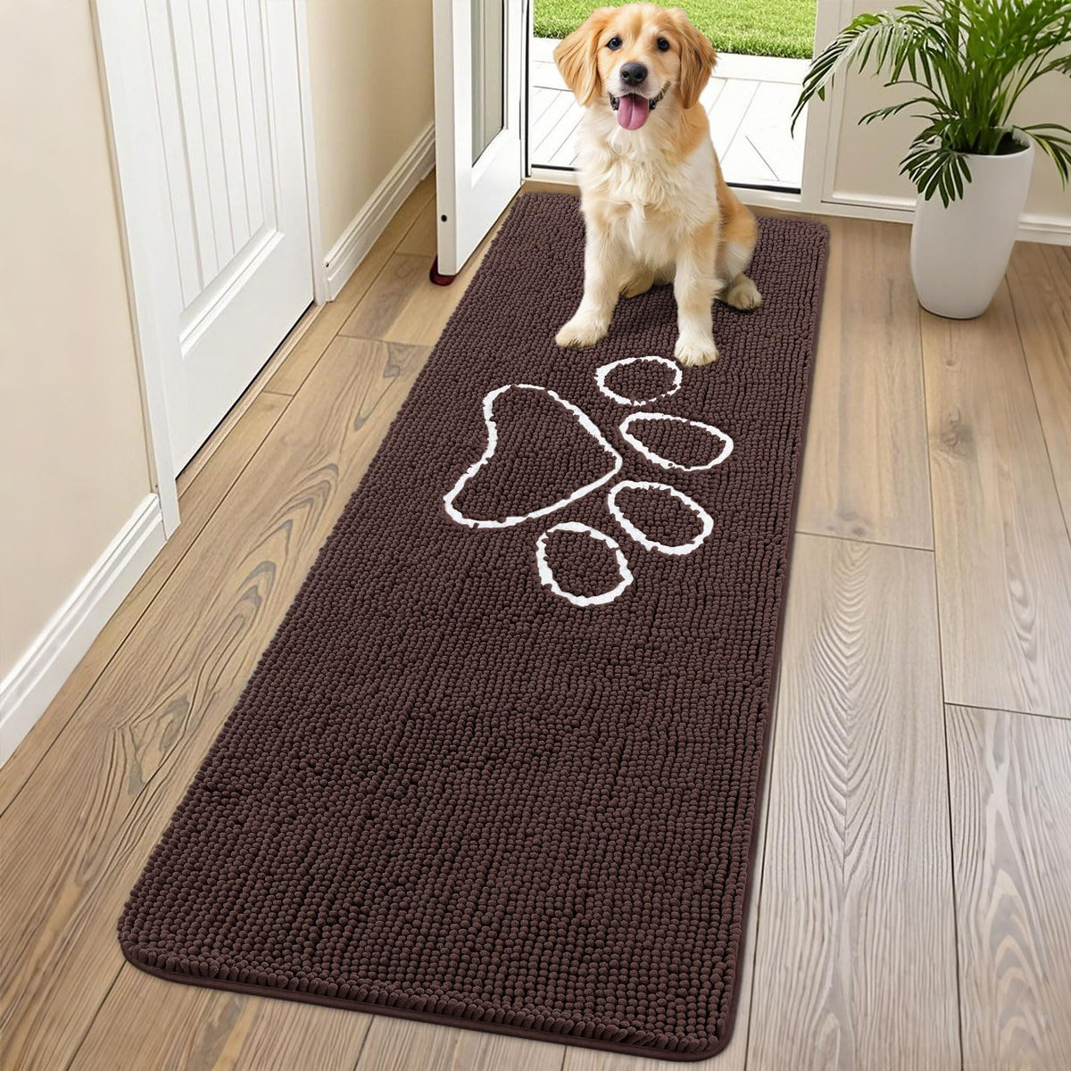 Smiry Dog Door Mat for Muddy Paws, Absorbent Non Slip Dirt Trapper, 70x24