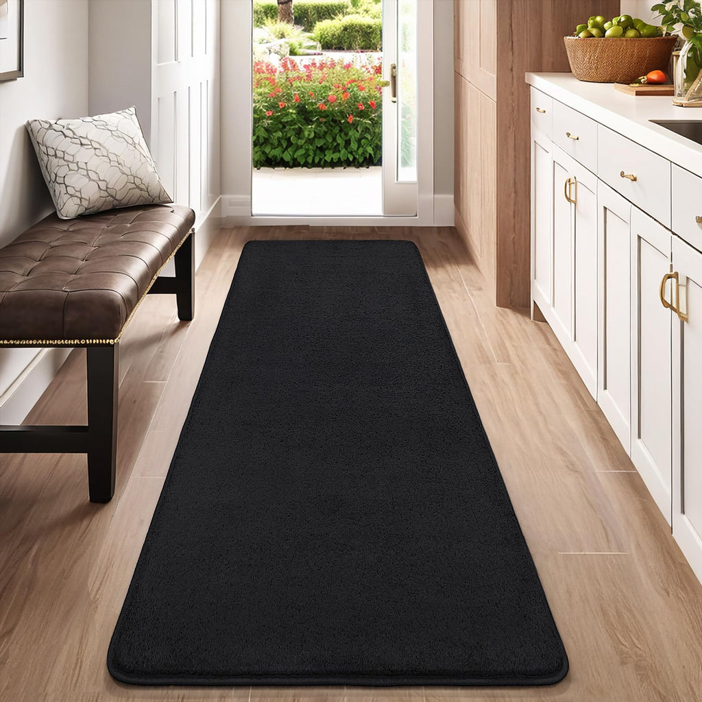 AROGAN 2x8 Runner Rug for Hallway, Long Runner Rugs Non Slip, Black