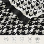 Snuggle Sac Houndstooth Throw Blanket for Couch, Reversible Super Soft Warm Blankets Cozy Knit Fuzzy Plush Lightweight Throws for Sofa, Bed, Camping, Black,50x60 inches