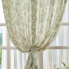 jinchan Linen Floral Curtains for Living Room with Printed Flower 63 Inches Long Light Filtering French Country Back Tab Rod Pocket Sage Green Window Curtain Set Farmhouse Drapes 2 Panels