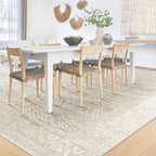 Washable Area Rug 5x7: Moroccan Rug for Living Room Geometric Boho Rug Farmhouse Non Slip Stain Resistant Rugs Low Pile Soft Carpet for Bedroom Dining Room Home Office Kids Room (Ivory Beige,5'x7')
