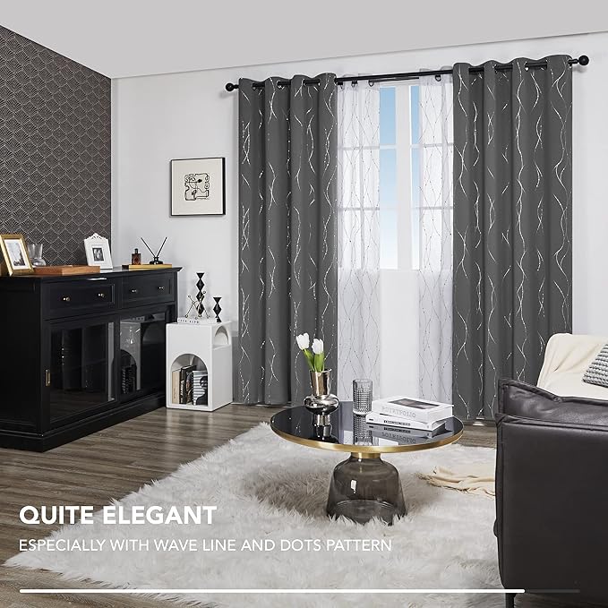 Deconovo Living Room Curtains 84 Inches Long, Blackout Curtains for Bedroom