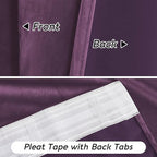 RYB HOME Purple Velvet Curtains 84 inches, Back Tab Soft Fabric Room Darkening Thermal Insulated Luxurious Home Decor Curtains for Living Room Bedroom, W 52" x L 84", 2 Panels Set