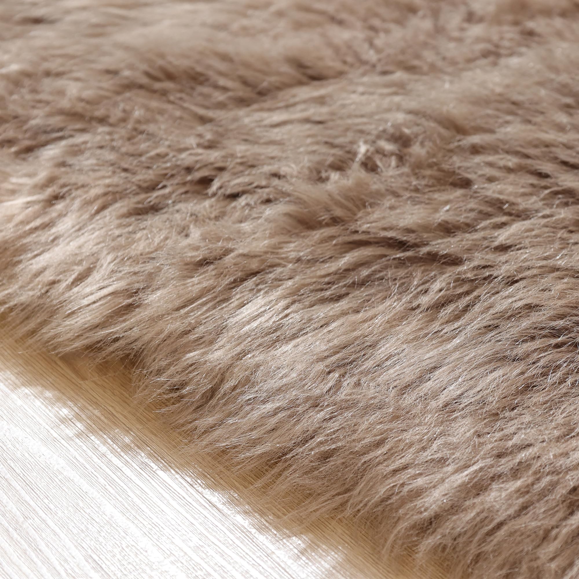 ORINOVA Beige Faux Sheepskin Fluffy Fur Rugs for Bedroom Machine Washable 2x4 Shag Area Rugs for Living Room Office Furry Nursery Rug