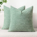 MIULEE Soft Chenille Throw Pillow Covers Greyish Green 20x20 Pack of 2
