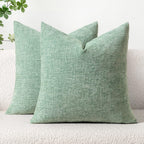 MIULEE Soft Chenille Throw Pillow Covers Greyish Green 20x20 Pack of 2