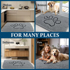 OLANLY Dog Door Mat for Muddy Paws 34x21, Paw Print Design Chenille Mud Mat