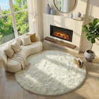 Amdrebio Ivory White Round Circle Rug 6Ft for Kids Bedroom Aesthetic, Big Shag Fluffy Fuzzy Boho Area Rugs for Living Room, Circular Plush Soft Shaggy Cream Carpet for Baby Nursery Teen Girls Boys