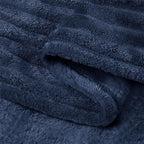 BEDELITE Fleece Blanket King Size – 3D Ribbed Jacquard Soft and Warm Decorative Fuzzy Blankets – Cozy, Fluffy, Plush Lightweight Throw Blankets for Couch, Bed, Sofa(Navy Blue, 108x90 inches)