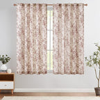 jinchan Linen Blend Curtain Floral Curtains for Living Room 63 Inch Length Farmhouse Brick Red Printed Curtain Rod Pocket Back Tab Peony Flower Patterned Drapes Curtains Set 2 Panels