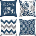 Hexagram Geometric Blue Pillow Covers 20x20 Set of 4, Decorative Outdoor Boho Modern Throw Pillow Covers, Home Sweet Home Farmhouse Cushion Case for Couch Sofa Bedroom Indoor Decor(No Insert)