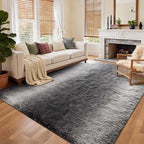 Area Rugs for Living Room, 6x9 Feet Soft Fluffy Plush Rug High Pile Non-Slip Floor Carpet for Bedroom Dorm Decor Aesthetic Grey White Gradient