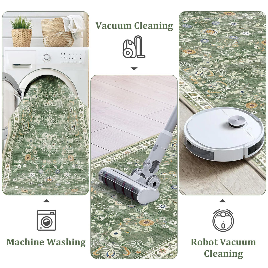 Yamaziot Washable 2x3 Area Rugs Small Entryway Non Slip Rug, Sage Green