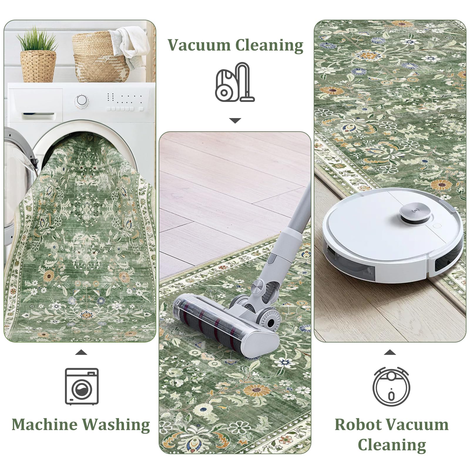 Yamaziot Washable 2x3 Area Rugs Small Entryway Non Slip Rug, Sage Green
